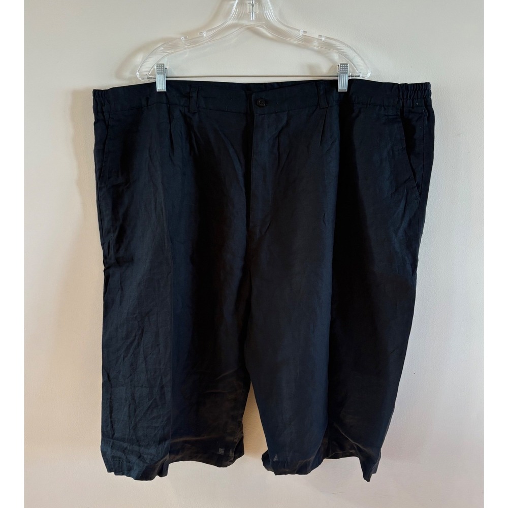 Godbody Mens Black Linen Bermuda Shorts Mens Size 4XL‎ Elastic Waist